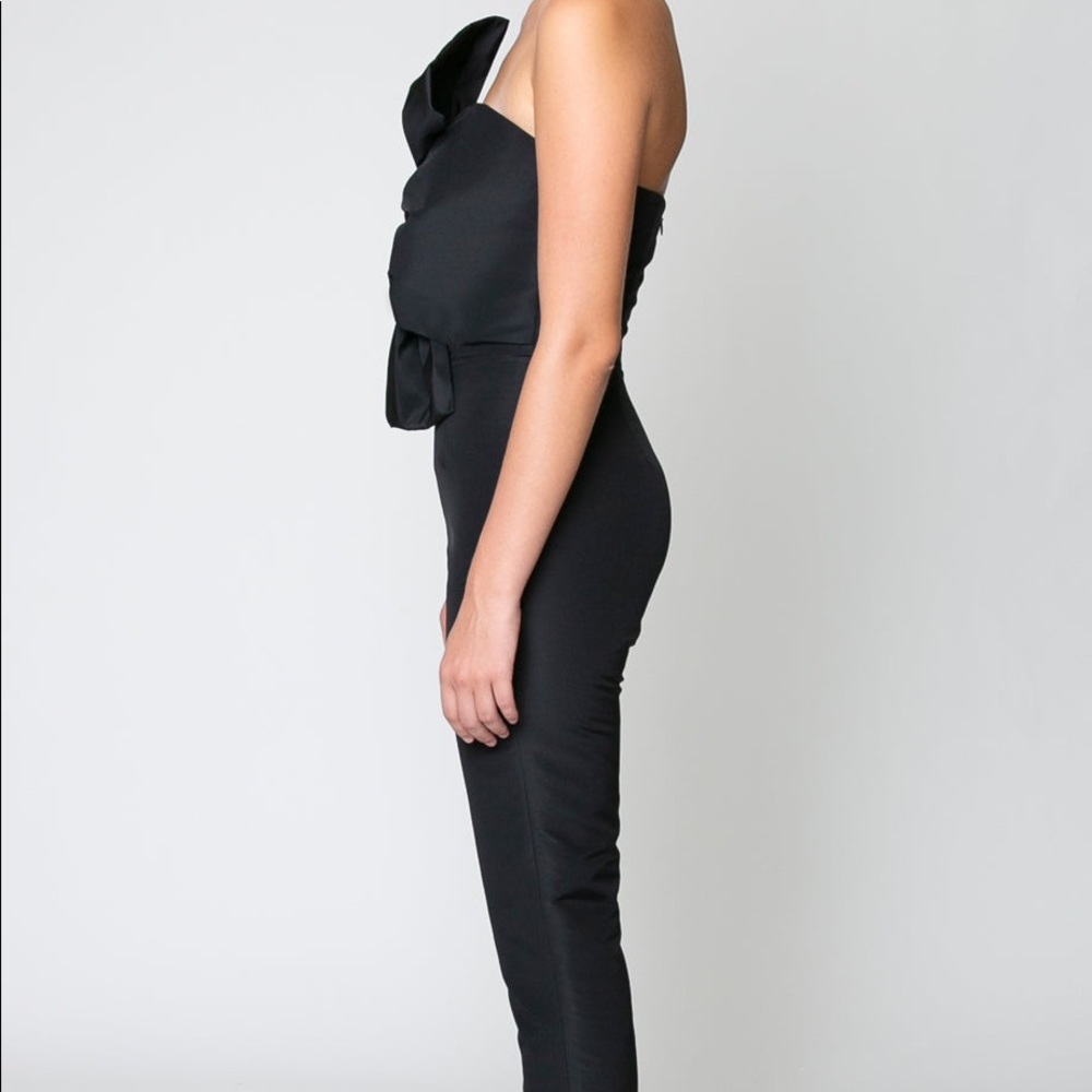 Alexia Maria Silk Faille Twisted Bow Jumpsuit. Size 4. Retail $706 - Picture 3 of 12
